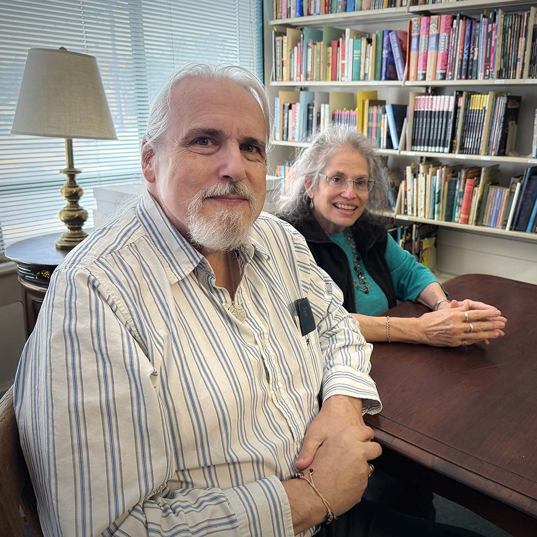 Don Frew and Anna Korn at the Adocentyn Research Library